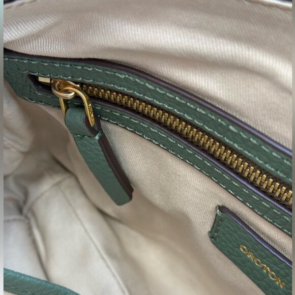 🆕 OROTON 🧿 NWOT Lily Zip Top Leather Crossbody, Olive - Picture 13 of 16
